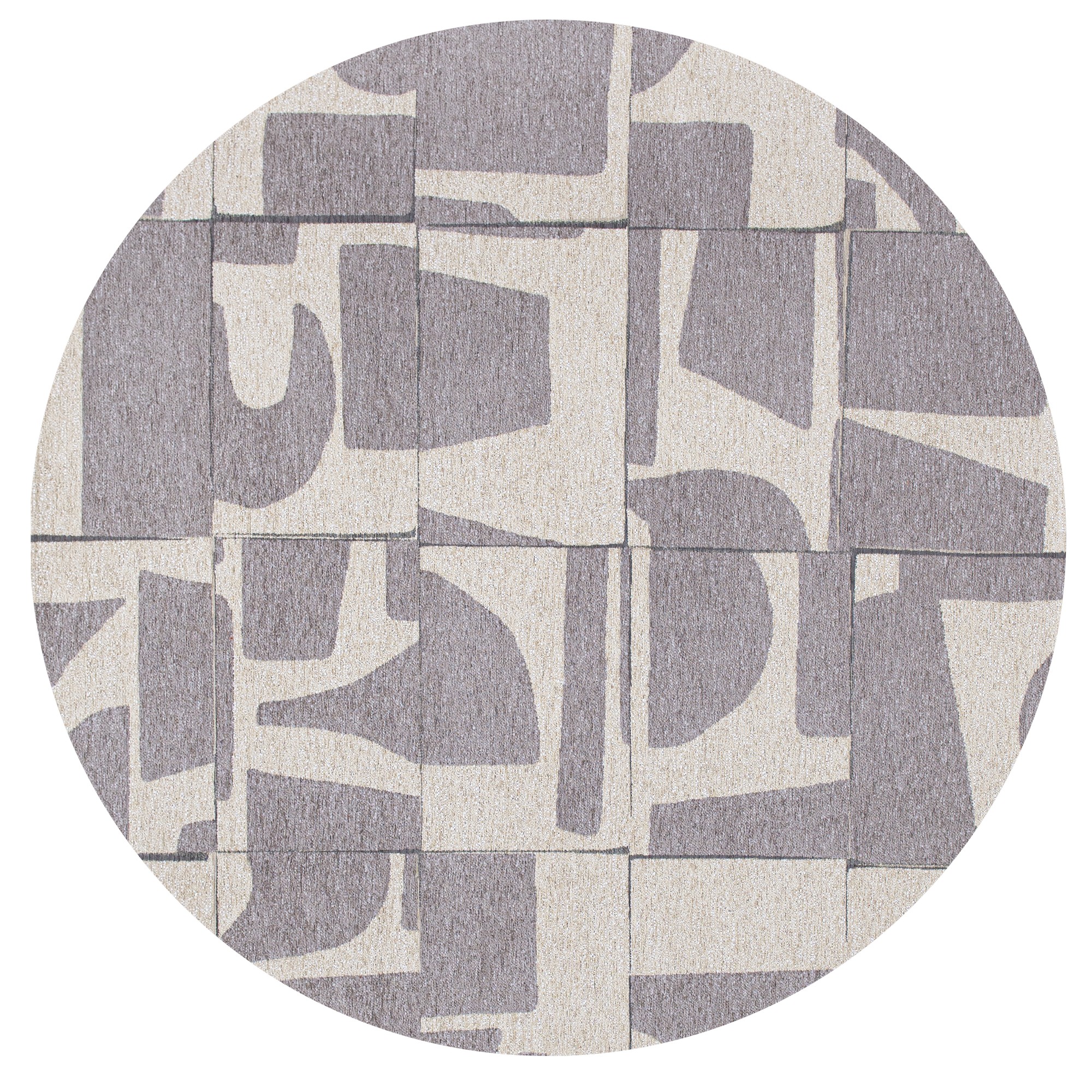 Louis De Poortere Designer Papercut Round Rugs In 9366 String Grey